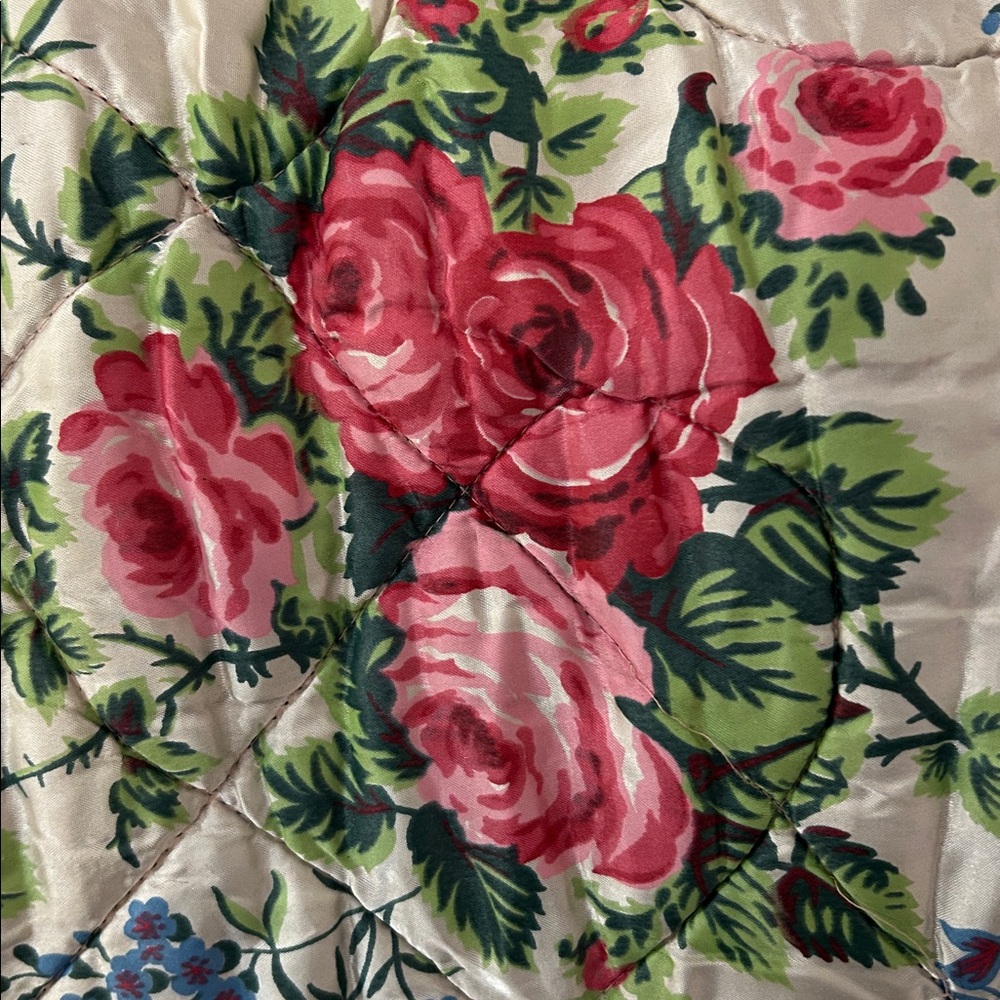 Vintage Satin Bedspread Pink Floral Roses 65” X 78” 1940s Glam Hollywood Regency - Picture 9 of 12